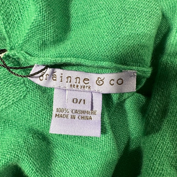 Grainne & Co New York Classic Cashmere Blend Poncho, Women's Size 0/1 - Green - Picture 4 of 8